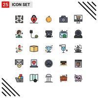 Set of 25 Commercial Filled line Flat Colors pack for female shop china online cart Editable Vector Design Elements