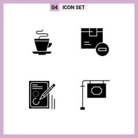 Stock Vector Icon Pack of 4 Line Signs and Symbols for tea edit indian delivery document Editable Vector Design Elements