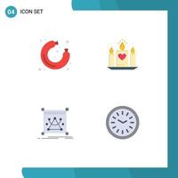 Mobile Interface Flat Icon Set of 4 Pictograms of food editing supermarket heart resize Editable Vector Design Elements