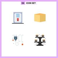 Mobile Interface Flat Icon Set of 4 Pictograms of certificate baking box electric cupcake Editable Vector Design Elements