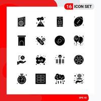 User Interface Pack of 16 Basic Solid Glyphs of estate rugby lock application game ball Editable Vector Design Elements