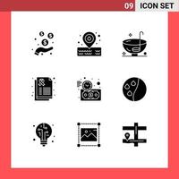9 Thematic Vector Solid Glyphs and Editable Symbols of investment cancer sign drink care report Editable Vector Design Elements