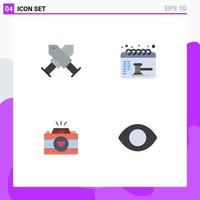 Set of 4 Modern UI Icons Symbols Signs for achievement cam wreath date images Editable Vector Design Elements