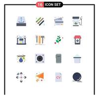 16 Universal Flat Color Signs Symbols of gas diesel light stick biodiesel money Editable Pack of Creative Vector Design Elements