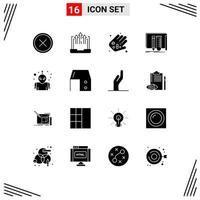 Set of 16 Commercial Solid Glyphs pack for lab equipment laptop build pharmacy Editable Vector Design Elements