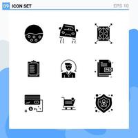 9 Thematic Vector Solid Glyphs and Editable Symbols of user result skidding report card structure Editable Vector Design Elements