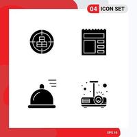 4 Universal Solid Glyphs Set for Web and Mobile Applications buy food target basic eat Editable Vector Design Elements