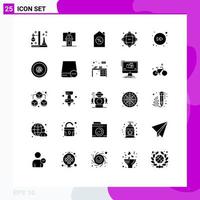 Group of 25 Solid Glyphs Signs and Symbols for information data event property house Editable Vector Design Elements