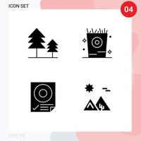 User Interface Pack of 4 Basic Solid Glyphs of cypress mark fries party paper Editable Vector Design Elements