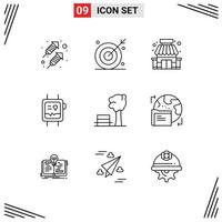 9 Thematic Vector Outlines and Editable Symbols of bench monitor shooting target health supermarket Editable Vector Design Elements