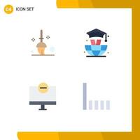 User Interface Pack of 4 Basic Flat Icons of bucket hardware world computers connection Editable Vector Design Elements