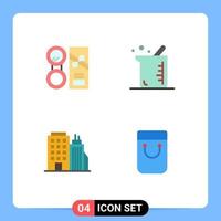 4 Universal Flat Icons Set for Web and Mobile Applications make up building make biochemistry tower Editable Vector Design Elements