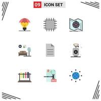 Flat Color Pack of 9 Universal Symbols of user file map lump living Editable Vector Design Elements