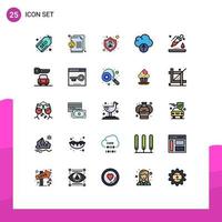 25 User Interface Filled line Flat Color Pack of modern Signs and Symbols of science dropper employee drop data Editable Vector Design Elements