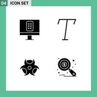 Set of 4 Modern UI Icons Symbols Signs for control auditing font physic tax monitoring Editable Vector Design Elements