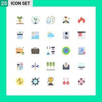 25 User Interface Flat Color Pack of modern Signs and Symbols of fire painter tips decorator person Editable Vector Design Elements