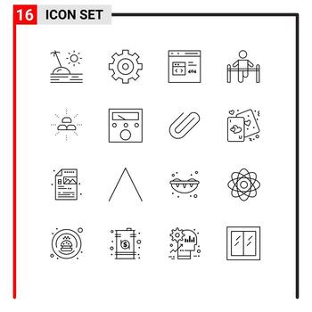 conjunto de 16 contornos vectoriales en cuadrícula para barras navegador de salud ejercicio gimnástico elementos de diseño vectorial editables vector