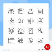 Modern Set of 16 Outlines and symbols such as coffee plan follow notepad document Editable Vector Design Elements