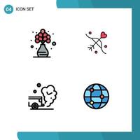 Universal Icon Symbols Group of 4 Modern Filledline Flat Colors of home car flower marriage pollution Editable Vector Design Elements