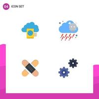 Group of 4 Modern Flat Icons Set for cloud healthcare upload pollution medical Editable Vector Design Elements