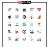 Pack of 25 Modern Flat Colors Signs and Symbols for Web Print Media such as emoji interface coffee contact food Editable Vector Design Elements