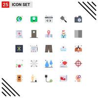 25 Universal Flat Color Signs Symbols of communication spatula analytics monitoring flipper baking Editable Vector Design Elements