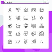 Group of 25 Modern Lines Set for pen sports open field coins Editable Vector Design Elements