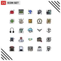 Universal Icon Symbols Group of 25 Modern Filled line Flat Colors of chip box online birthday direction Editable Vector Design Elements