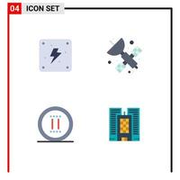 Flat Icon Pack of 4 Universal Symbols of electricity online space science building Editable Vector Design Elements