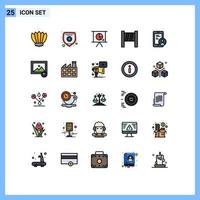 Group of 25 Modern Filled line Flat Colors Set for user secure business gdpr blocker Editable Vector Design Elements