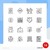 Group of 16 Outlines Signs and Symbols for energy medicine road sign medical medical Editable Vector Design Elements