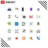 25 Universal Flat Color Signs Symbols of plumber extractor data wolf man Editable Vector Design Elements