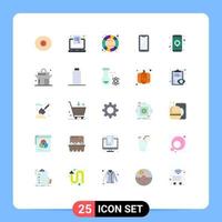 Mobile Interface Flat Color Set of 25 Pictograms of app android color mobile phone Editable Vector Design Elements