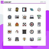 Group of 25 Filled line Flat Colors Signs and Symbols for hotel global field internet connections Editable Vector Design Elements