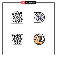 Modern Set of 4 Filledline Flat Colors Pictograph of atom life abstract disruptive celebrate Editable Vector Design Elements