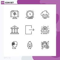 Pack of 9 creative Outlines of finance and business columns time banking data Editable Vector Design Elements