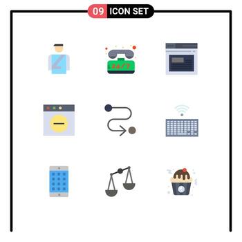 Editable Vector Line Pack of 9 Simple Flat Colors of route destination internet mac app Editable Vector Design Elements