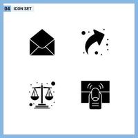 Set of 4 Modern UI Icons Symbols Signs for sms debt message up click Editable Vector Design Elements