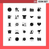 25 Universal Solid Glyphs Set for Web and Mobile Applications edit study smart tv lab chemistry Editable Vector Design Elements