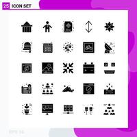 Pack of 25 Modern Solid Glyphs Signs and Symbols for Web Print Media such as winter decoration focus scale arrow Editable Vector Design Elements