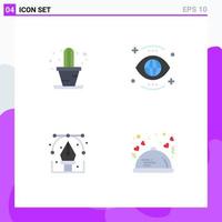 Modern Set of 4 Flat Icons and symbols such as cactus design eye view graphic Editable Vector Design Elements