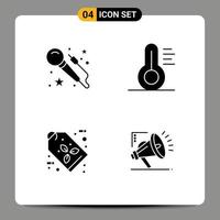 Mobile Interface Solid Glyph Set of 4 Pictograms of voice tag medical eco atoumation Editable Vector Design Elements