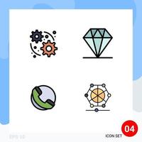 Set of 4 Modern UI Icons Symbols Signs for development machine care ecommerce language Editable Vector Design Elements