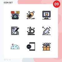 Set of 9 Modern UI Icons Symbols Signs for lab design offer document edit Editable Vector Design Elements
