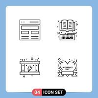 4 Universal Filledline Flat Colors Set for Web and Mobile Applications communication online interface ebook energy Editable Vector Design Elements