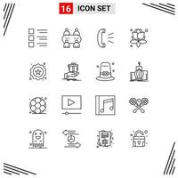 Modern Set of 16 Outlines and symbols such as star badge answer spa leaves Editable Vector Design Elements