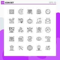 grupo de símbolos de iconos universales de 25 líneas modernas de elementos de diseño de vectores editables de objetivo de hogar web de vida de reloj