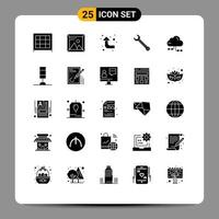 Pictogram Set of 25 Simple Solid Glyphs of share repair arrows construction adjustable Editable Vector Design Elements