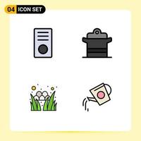 User Interface Pack of 4 Basic Filledline Flat Colors of computers pot gadget cooking grass Editable Vector Design Elements