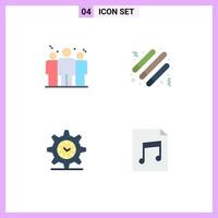 Set of 4 Vector Flat Icons on Grid for business setting corporate party watch Editable Vector Design Elements